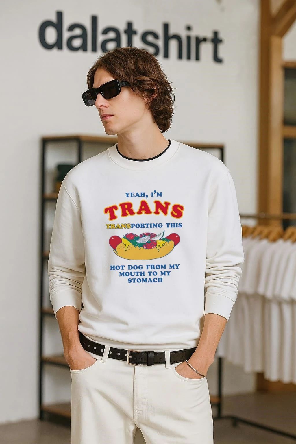 Yeah I’m Trans Transporting This Hot Dog From My Mouth To My Stomach shirt