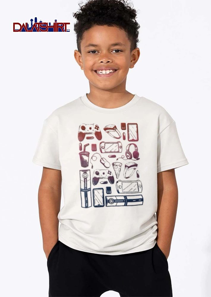Gaming console controller snack gear pattern shirt