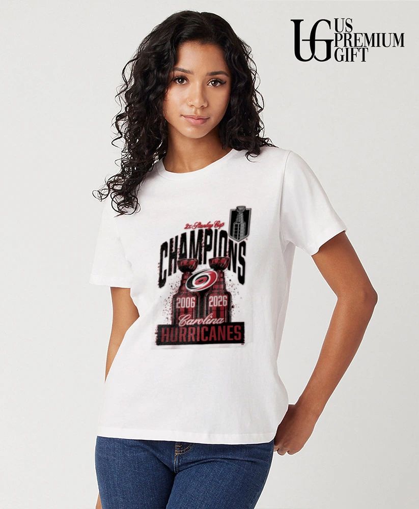 Carolina Hurricanes 2X Stanley Cup Champions Earned and Raised NHL trophy shirt