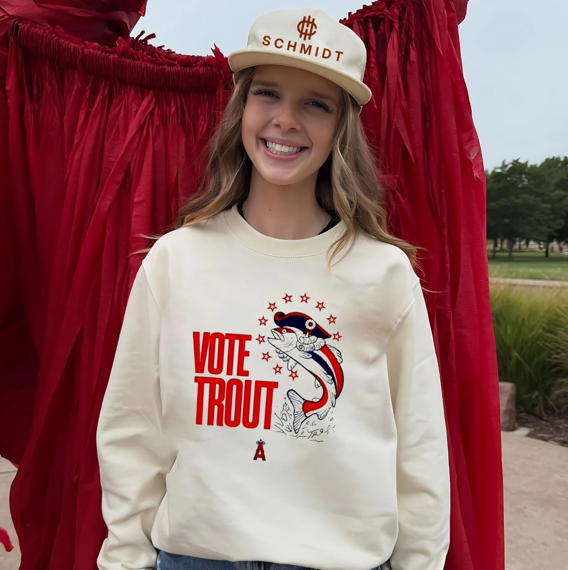Mike Trout Wearing Angels Vote Trout Fish Shirt
