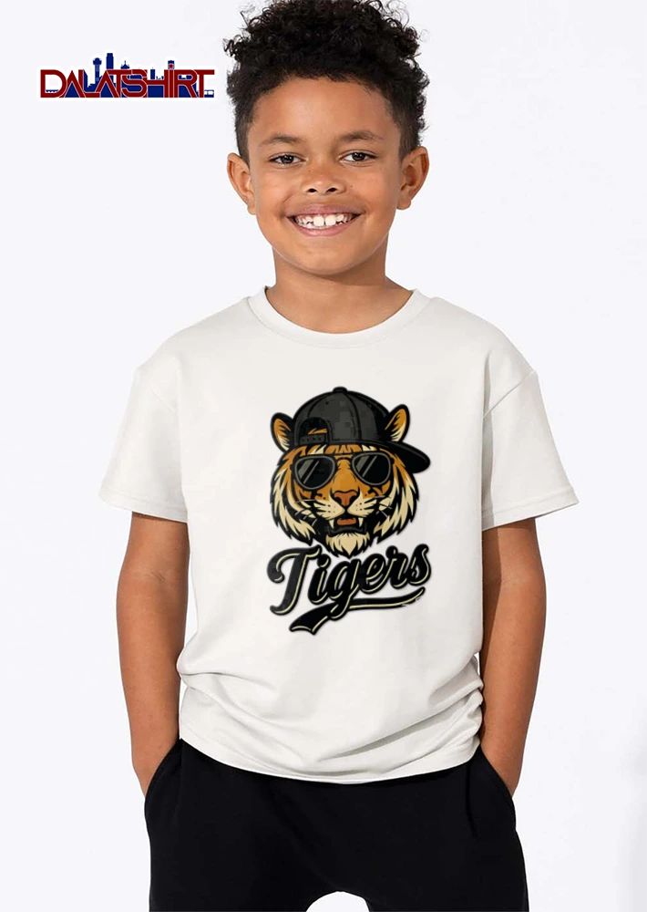 Tiger wearing sunglasses baseball cap shirt