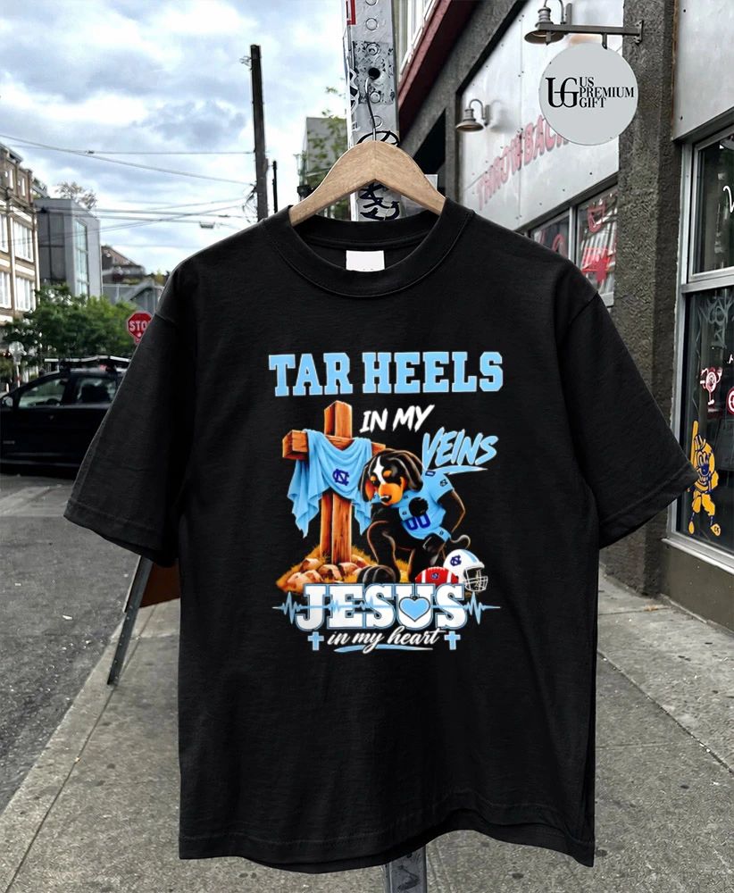 North Carolina Tar Heels Dog In My Veins Jesus In My Heart Faith Football mascot shirt