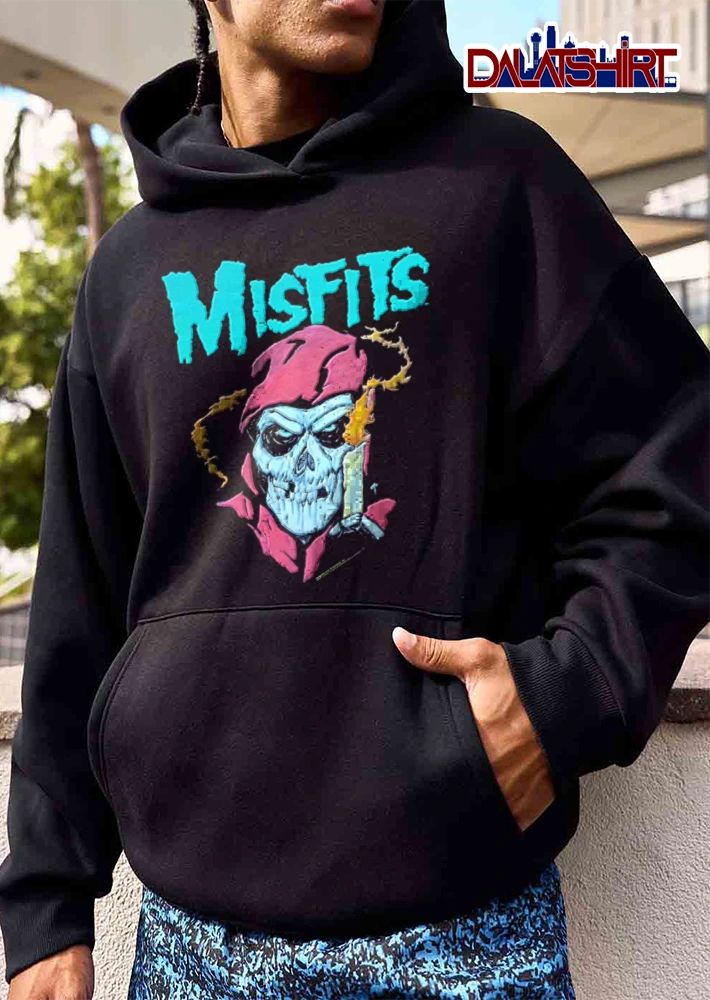 Misfits skull wearing hood holding candle shirt