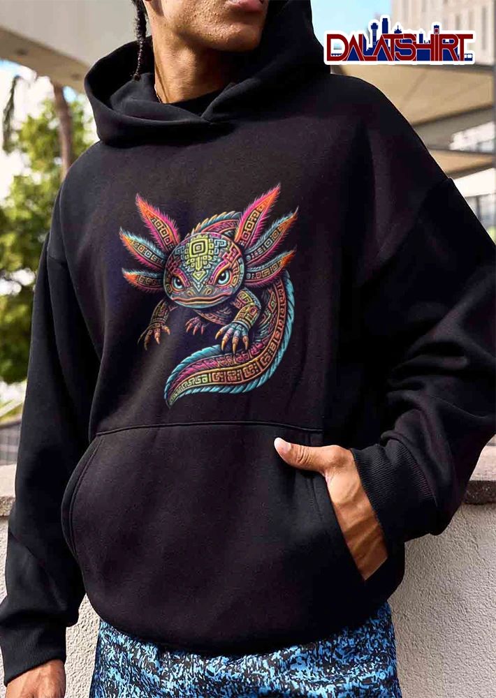 Colorful axolotl aztec pattern style shirt