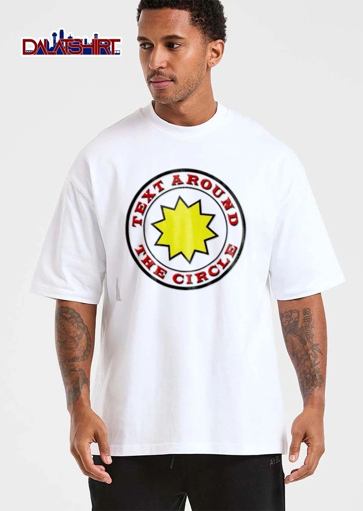 Text Around THE Circle yellow star inside shirt