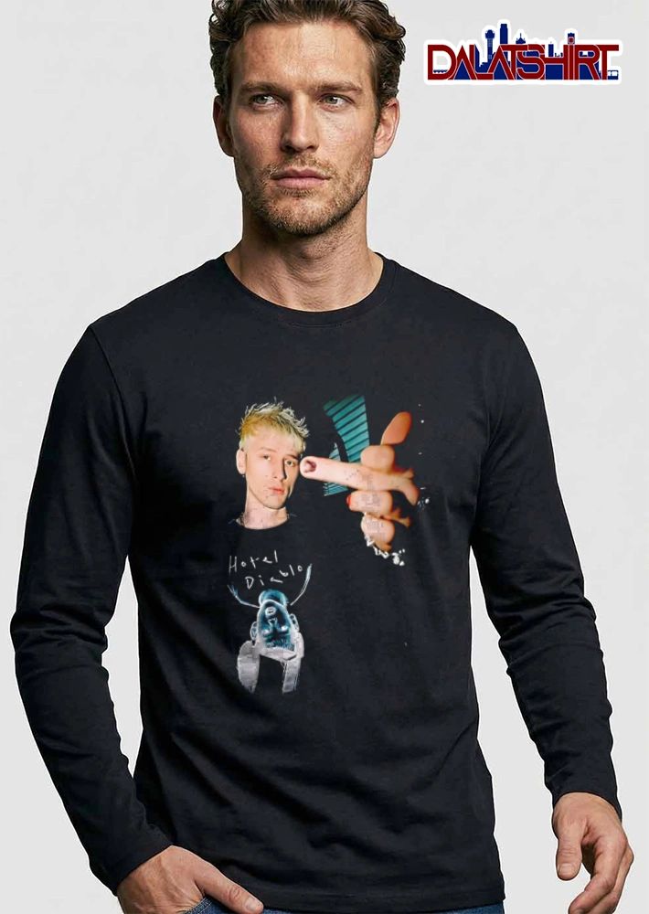 Machine Gun Kelly man blonde hair middle finger shirt