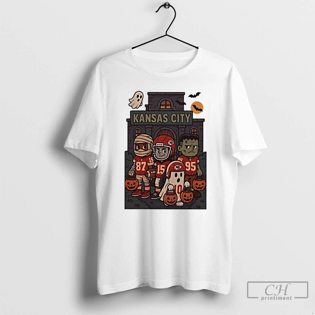 Classic Kansas City Chiefs Halloween Pumpkin 2025 Cartoon T Shirts Hoodie Longsleeve