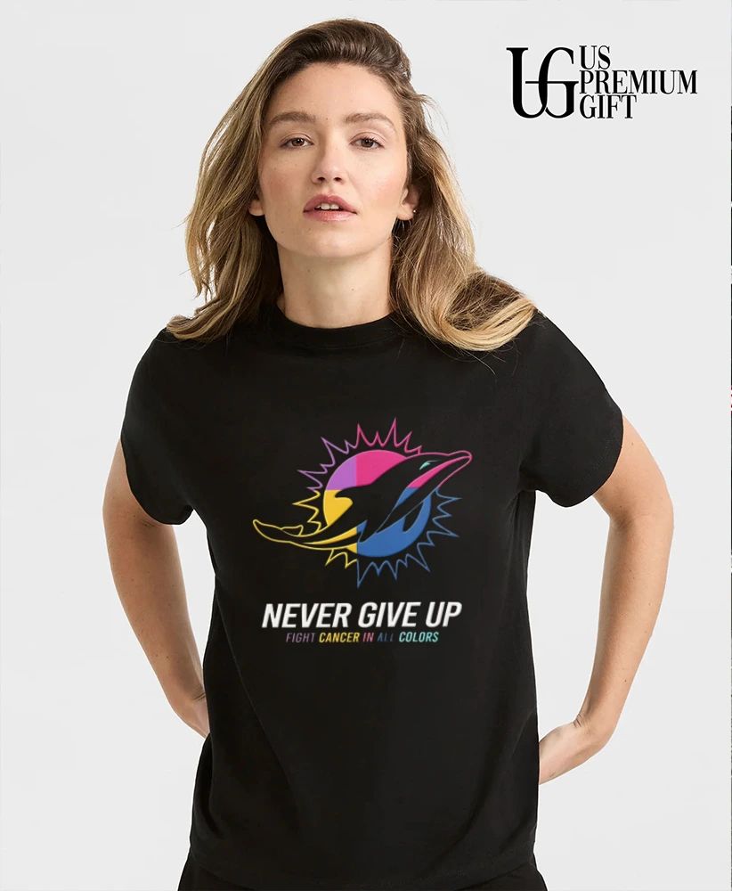 Miami Dolphins Never Give Up Fight Cancer In All Colors 2026 logo shirt