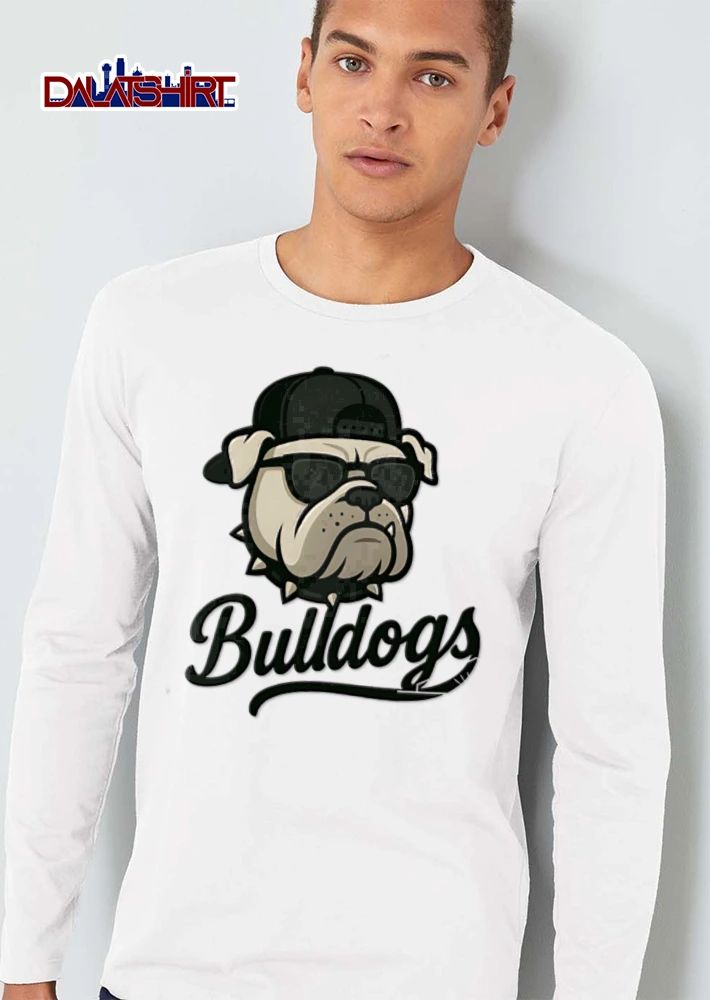 Bulldog wearing sunglasses cap spiked collar shirt