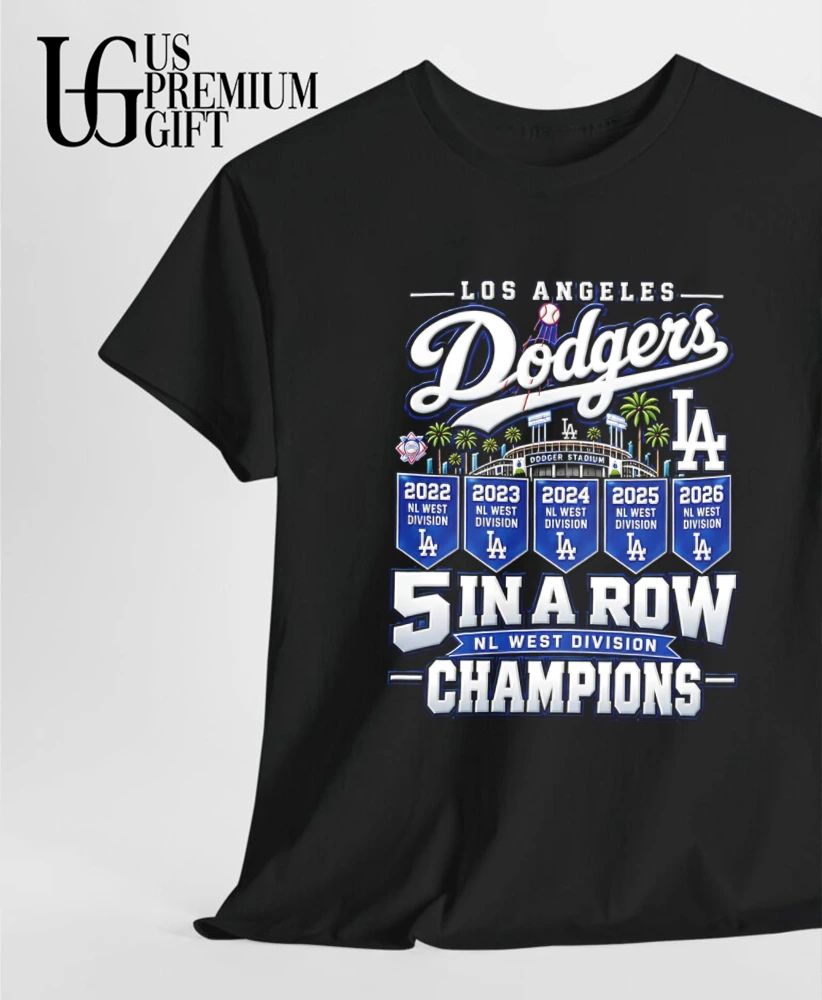 Los Angeles Dodgers 5 In A Row Champions 2026 shirt
