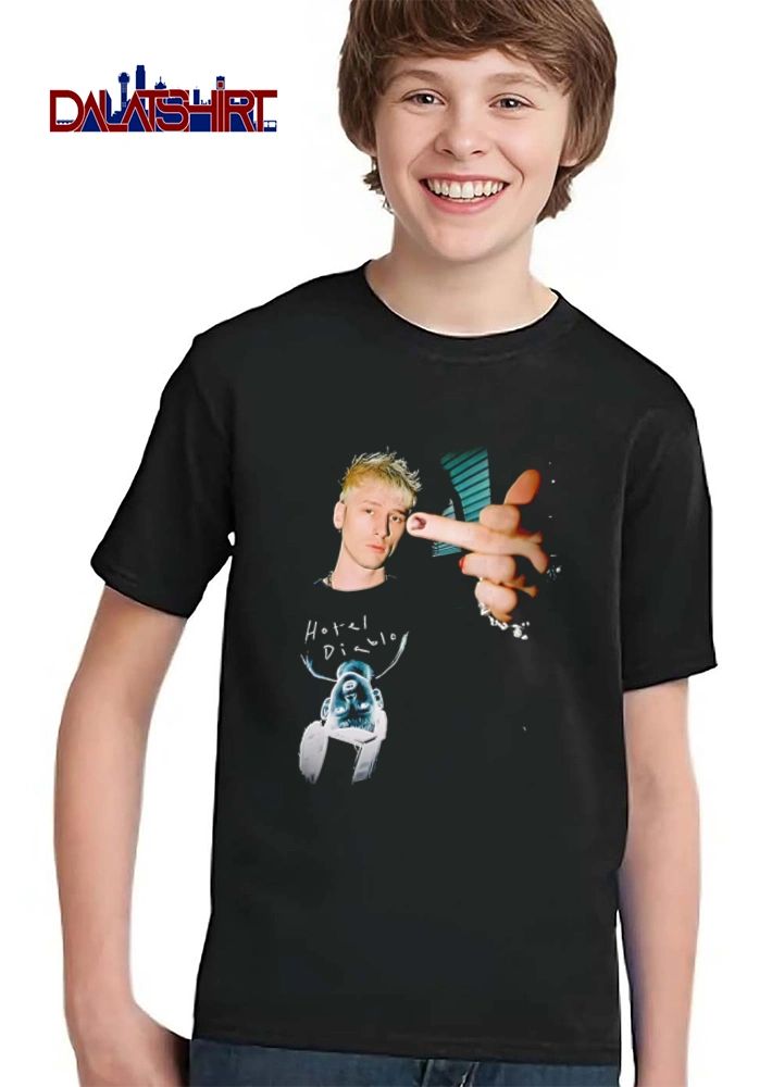 Machine Gun Kelly man blonde hair middle finger shirt