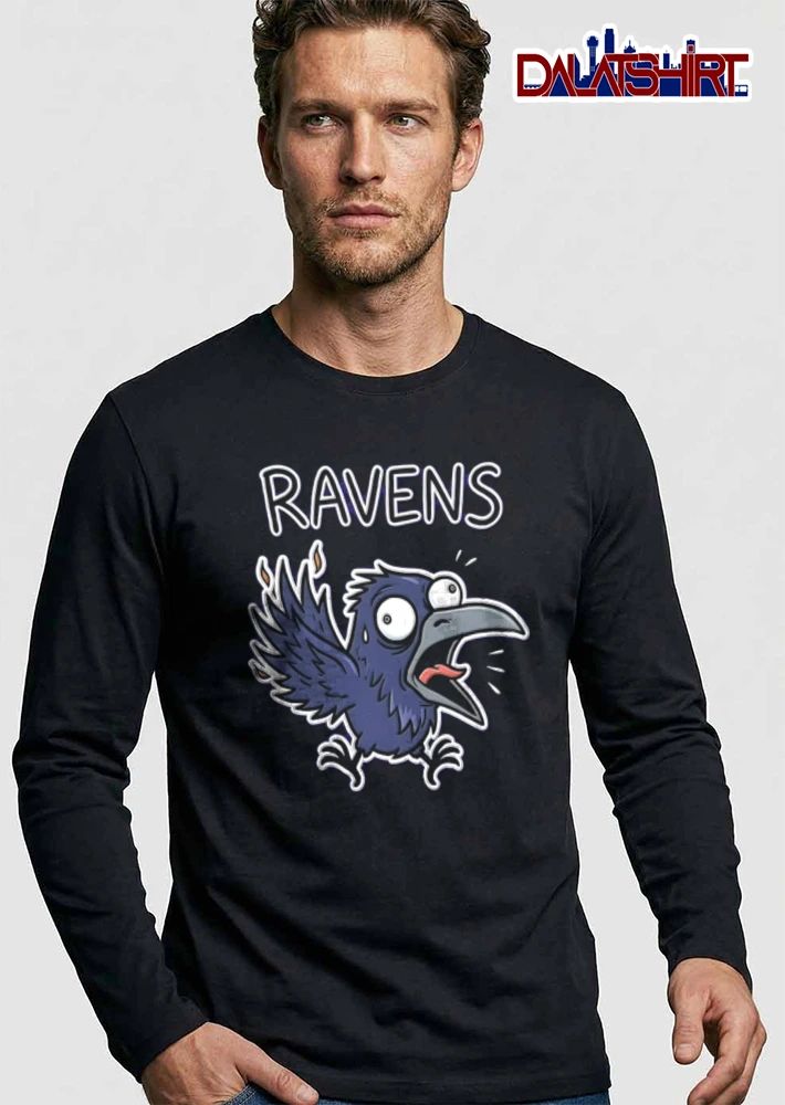 Baltimore Ravens cartoon raven screaming wide eyes meme shirt