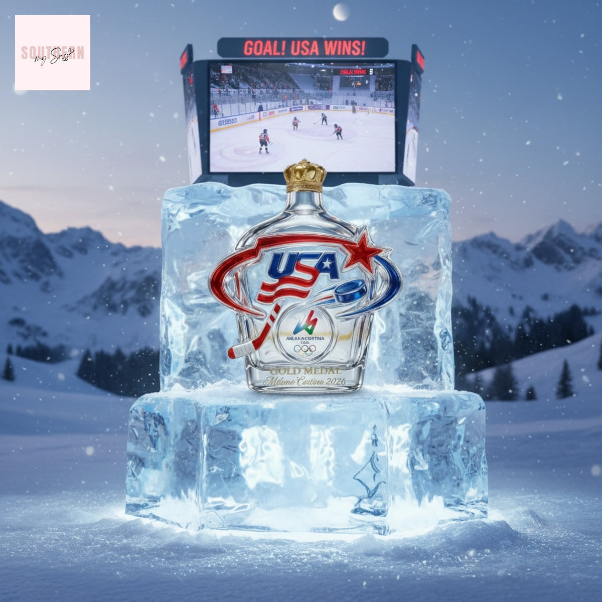 USA Gold Medal Milano Cortina 2026 Hockey Commemorative Whiskey Bottle