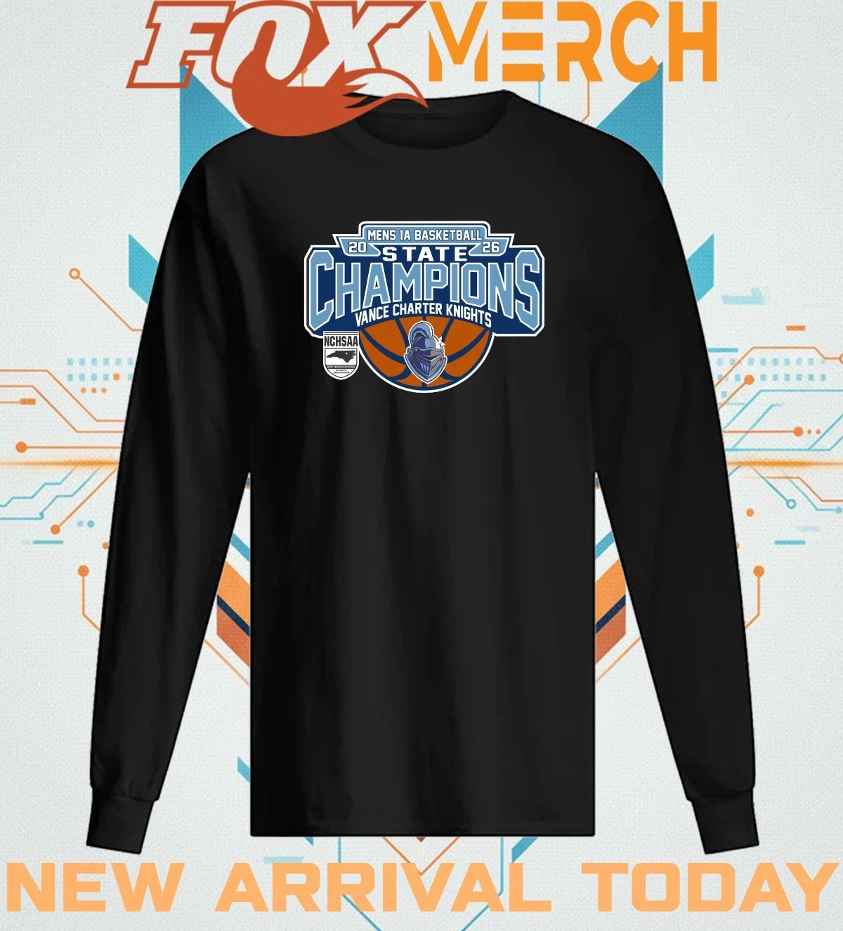 Vance Charter Knights 2026 Men’s 1A Basketball State Champions t-shirt