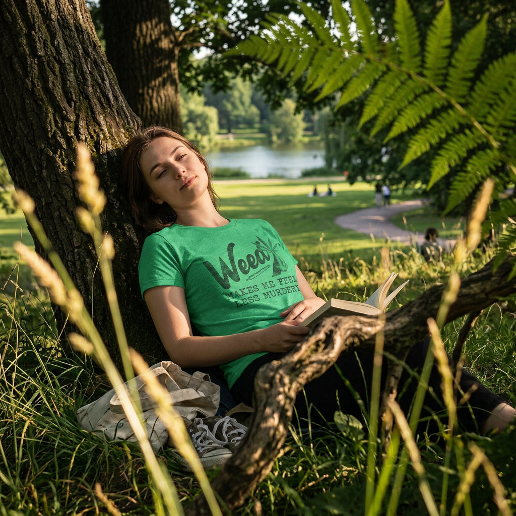Weed Makes Me Feel Less Murdery Women's T Shirt